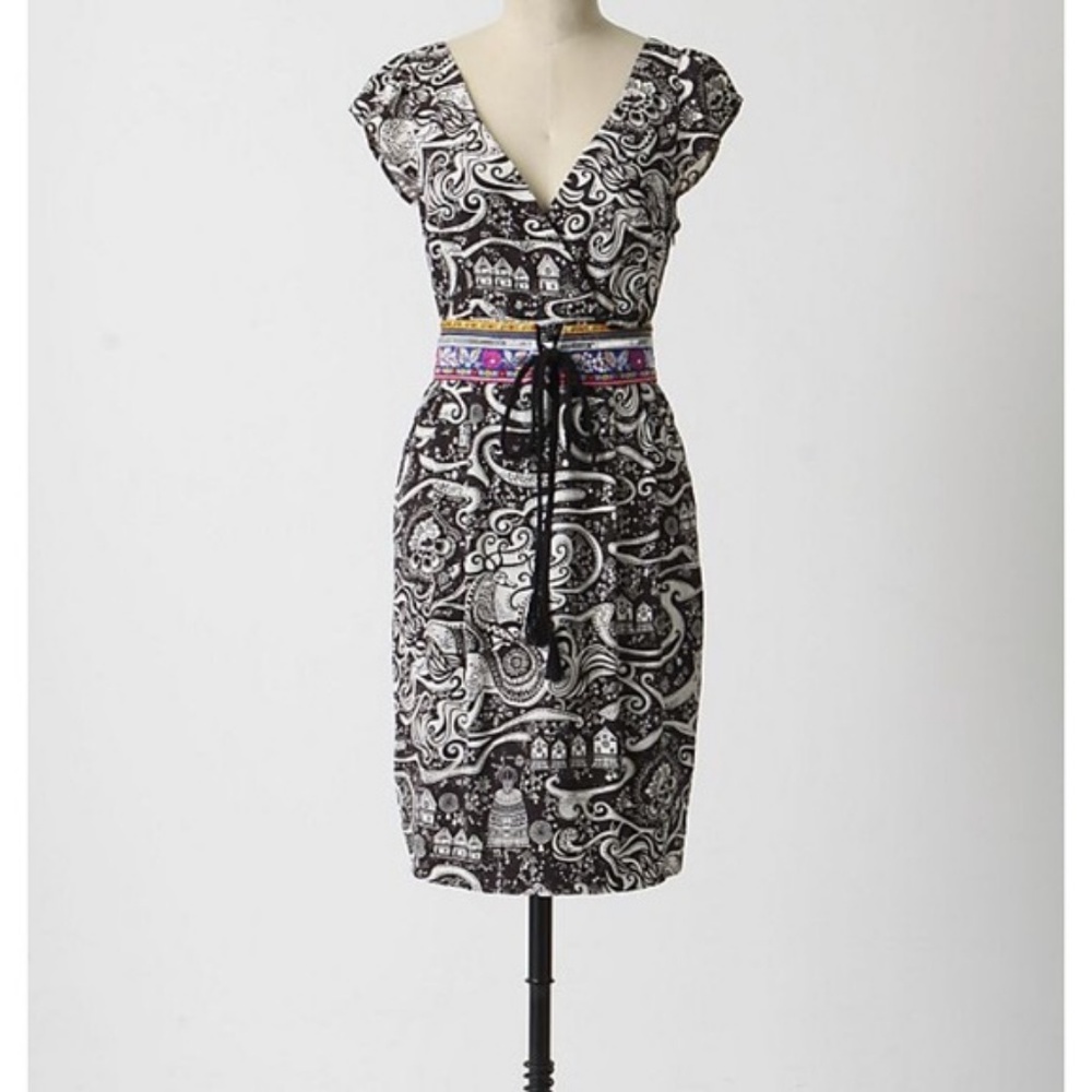 Anthropologie Swirling Villages Cap Sleeve Dress